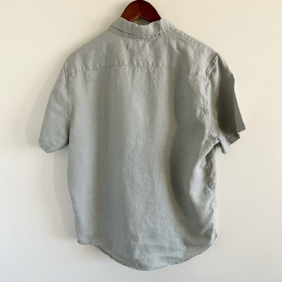 Everlane 100% Linen Short Sleeve Button Down Shirt, Size: Large, Color: Gray - Picture 4 of 7